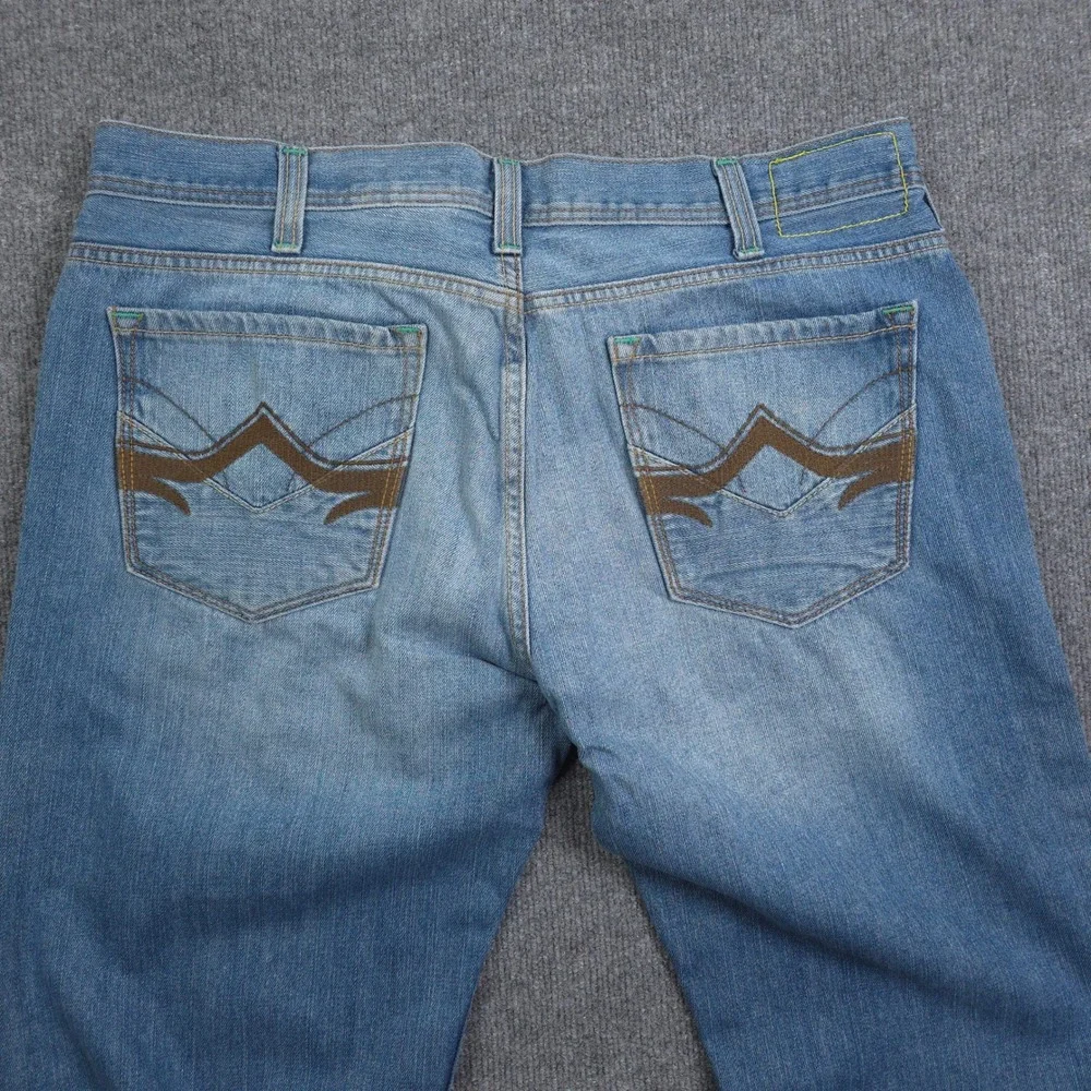 DKNY Jeans Mens 38X32 Blue Denim Straight Leg Mid Rise Cotton Casual Classic